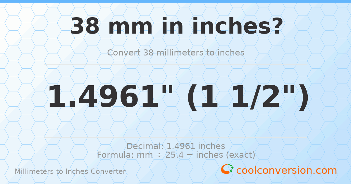 38 mm to inches — 1.4961"