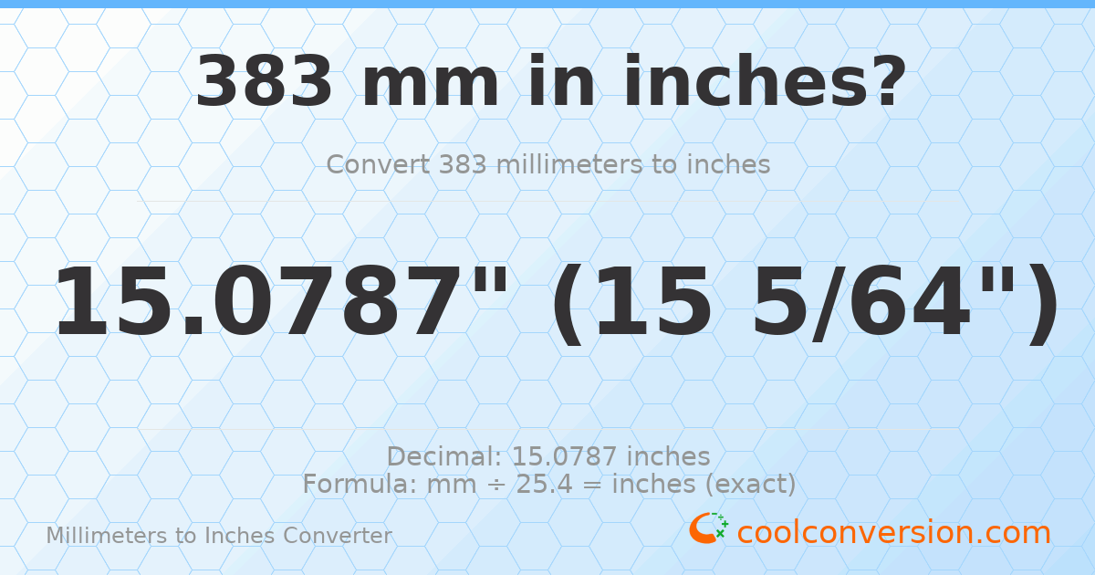 383 mm to inches — 15.0787"