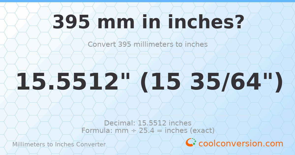 395 mm to inches — 15.5512"