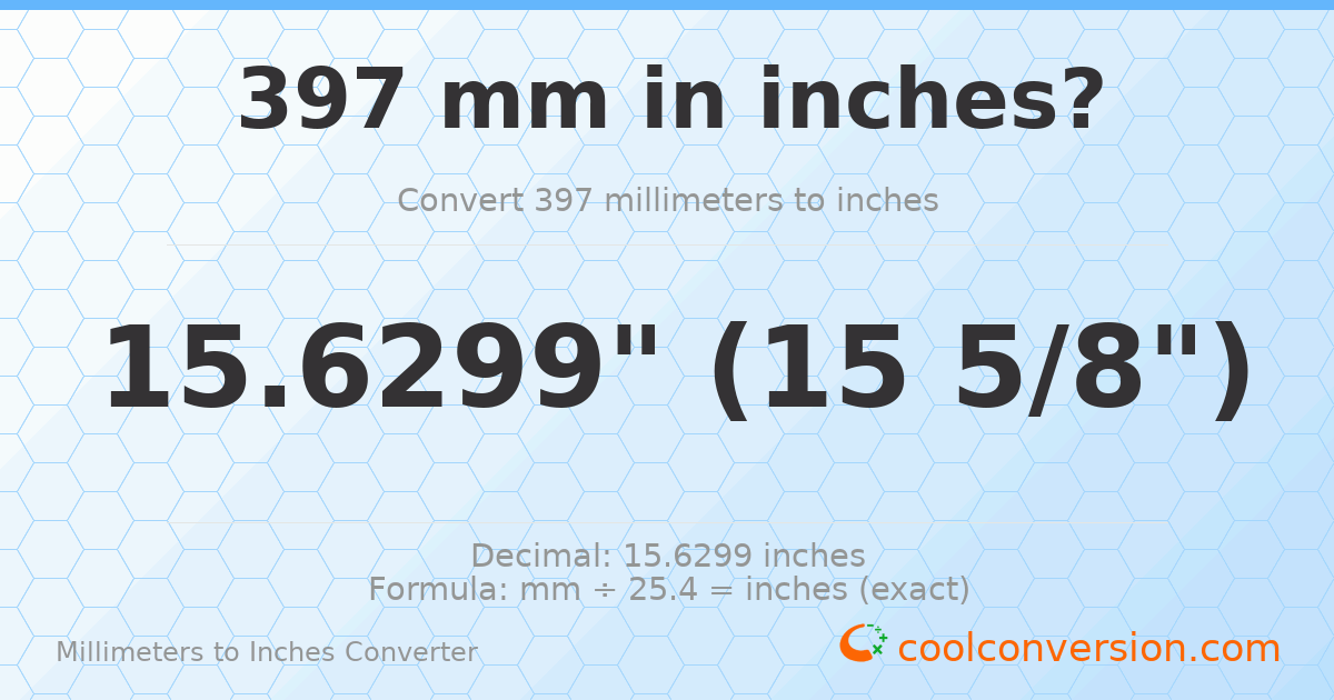 397 mm to inches — 15.6299"