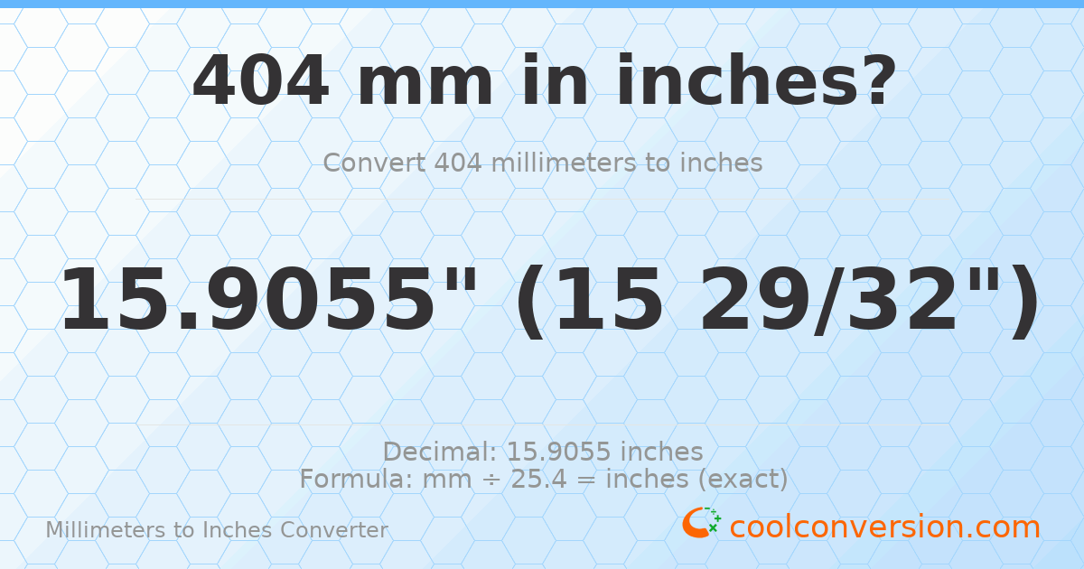 404 mm to inches — 15.9055"