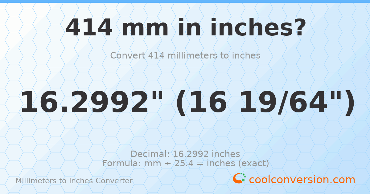414 mm to inches — 16.2992"