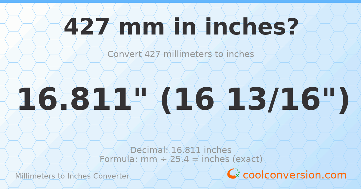 427 mm to inches — 16.811"