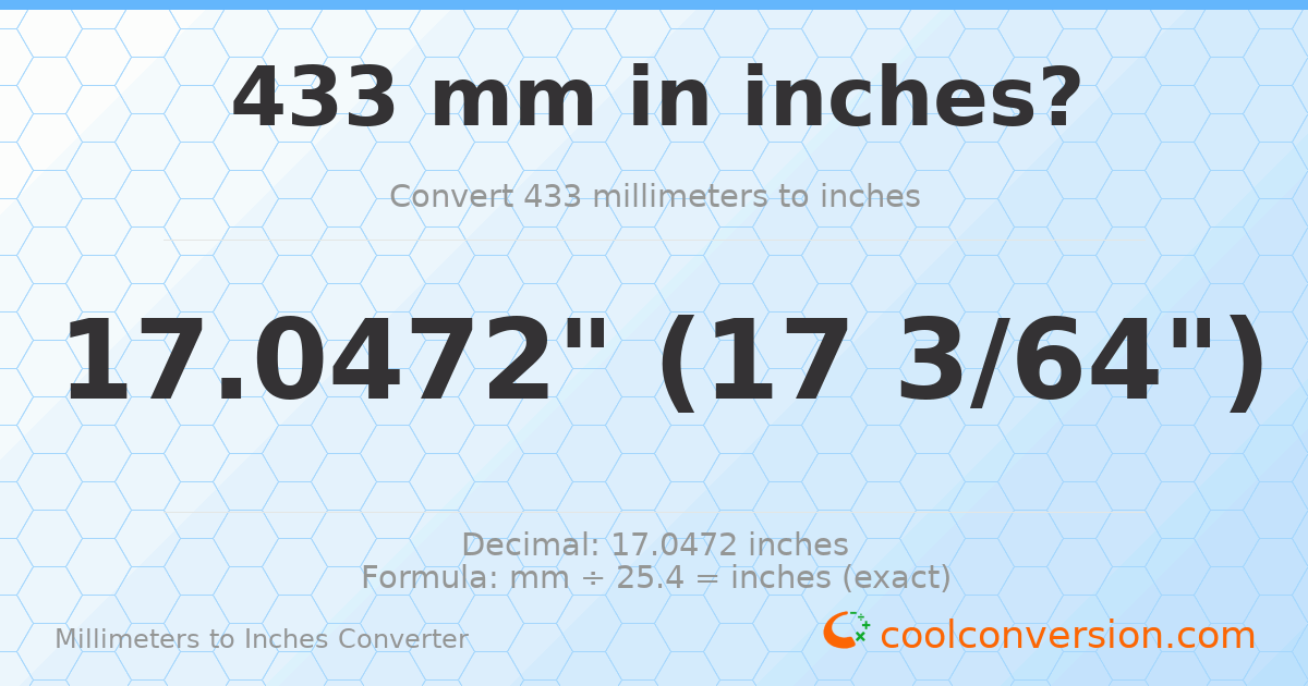433 mm to inches — 17.0472"