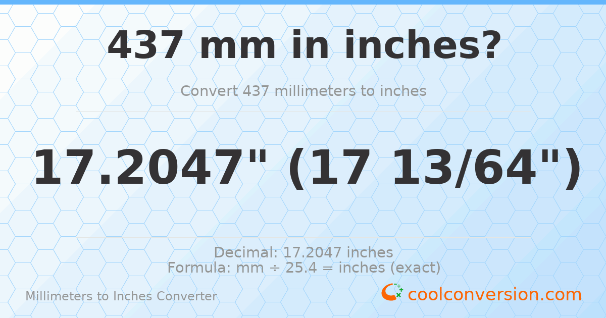 437 mm to inches — 17.2047"