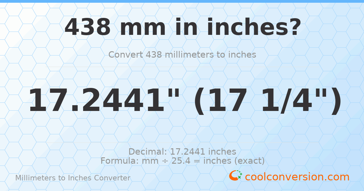 438 mm to inches — 17.2441"
