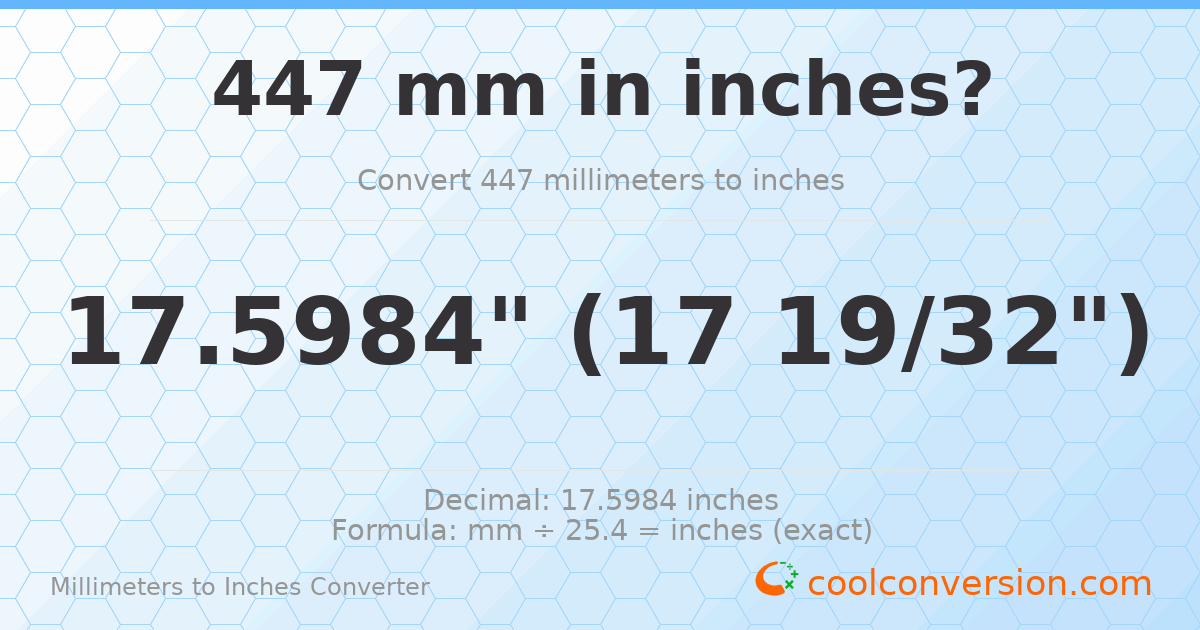 447 mm to inches — 17.5984"