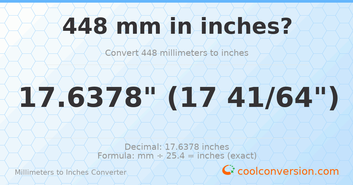 448 mm to inches — 17.6378"