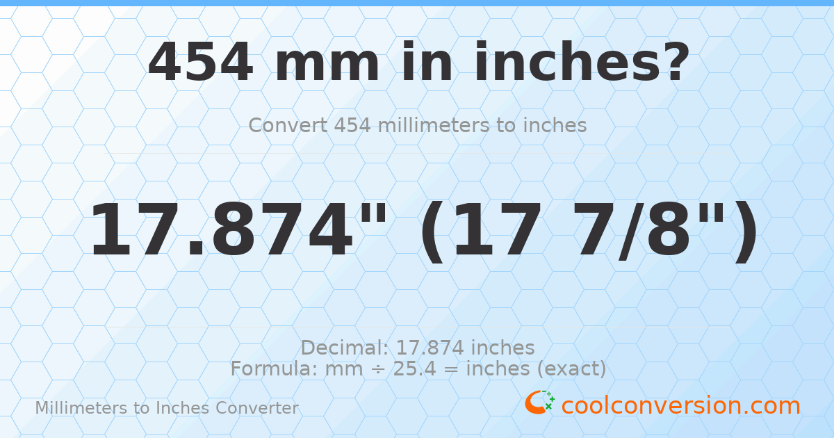 454 mm to inches — 17.874"