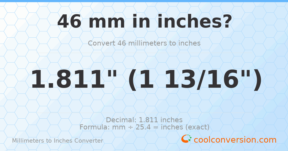 46 mm to inches — 1.811"