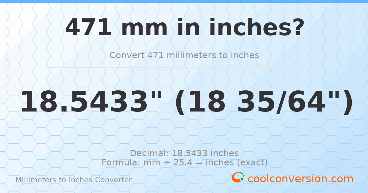 471 mm to inches — 18.5433"