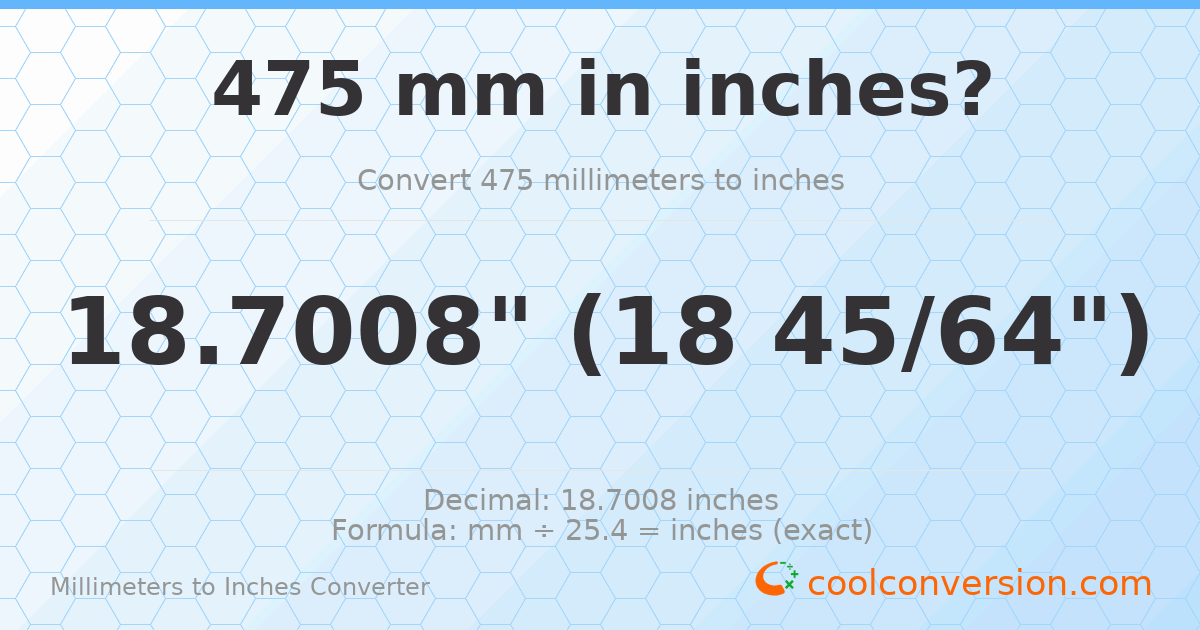 475 mm to inches — 18.7008"