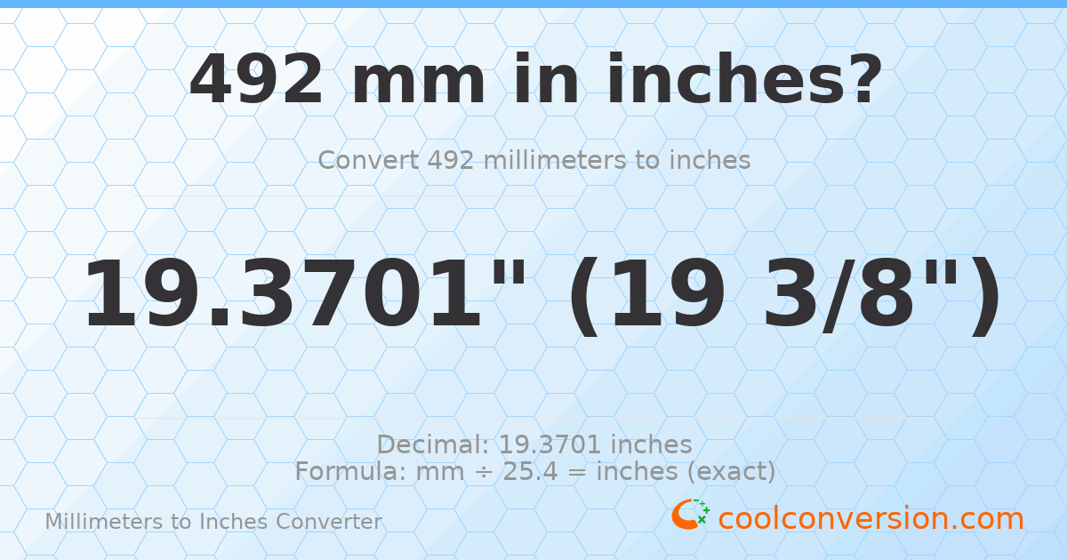 492 mm to inches — 19.3701"