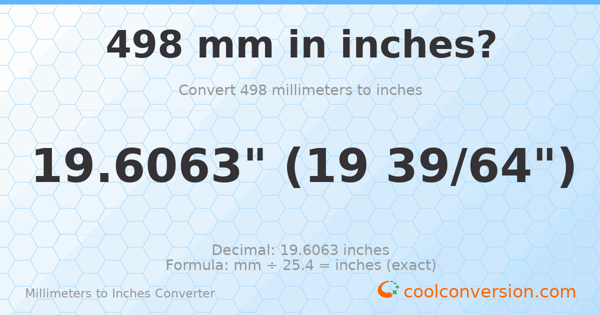 498 mm to inches — 19.6063"