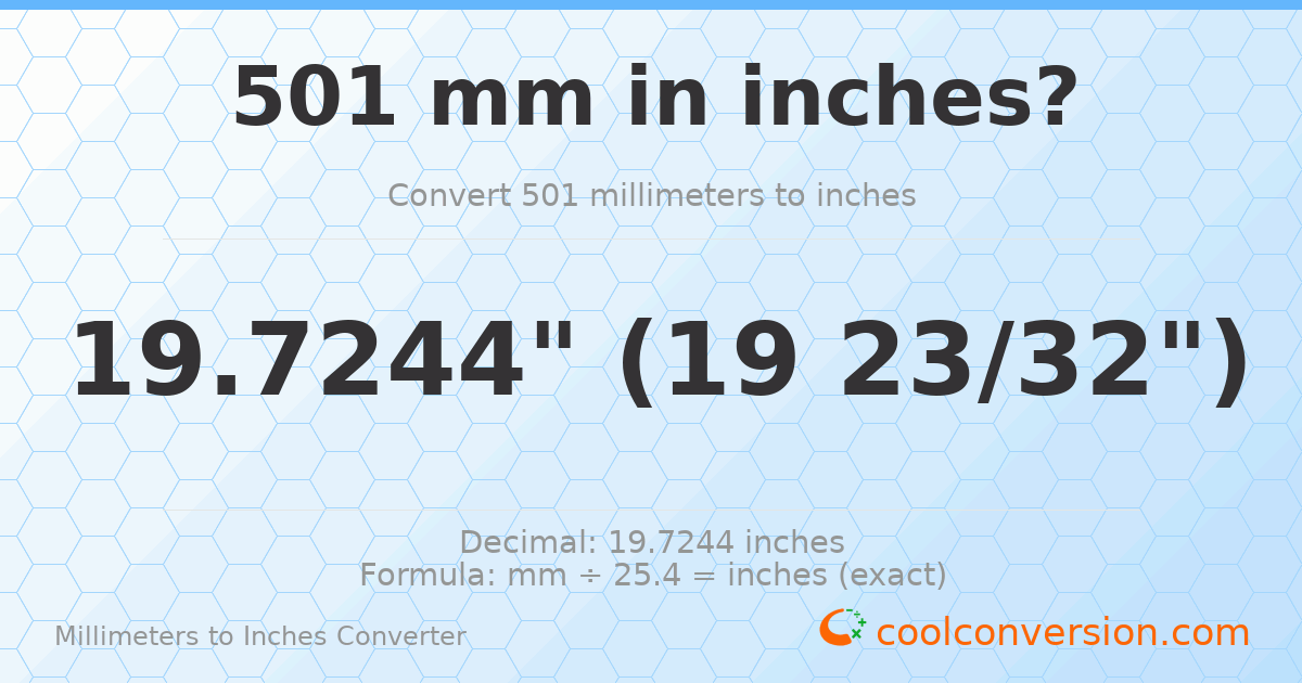 501 mm to inches — 19.7244"