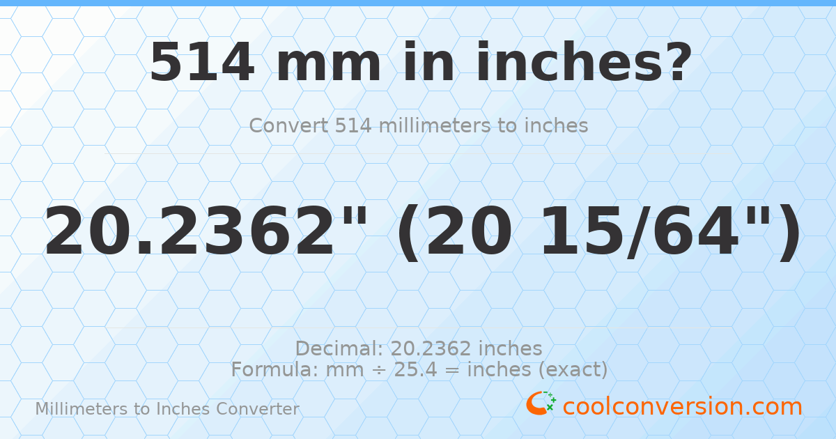 514 mm to inches — 20.2362"