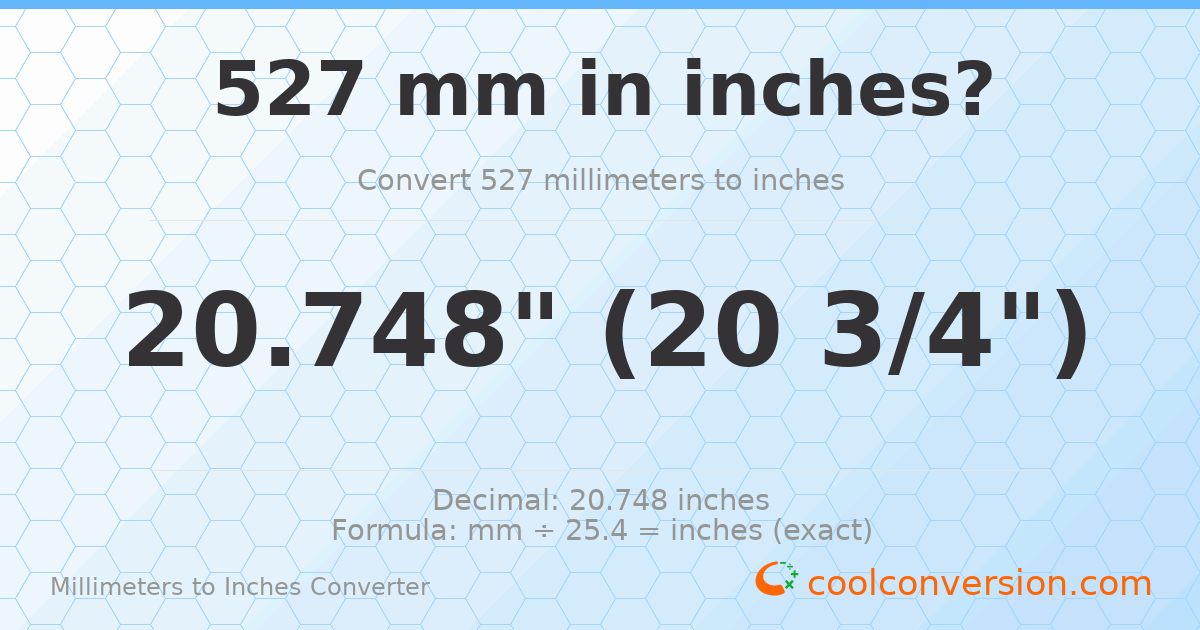 527 mm to inches — 20.748"
