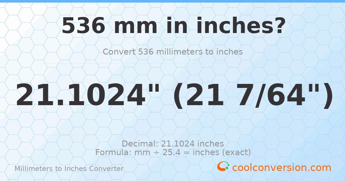 536 mm to inches — 21.1024"