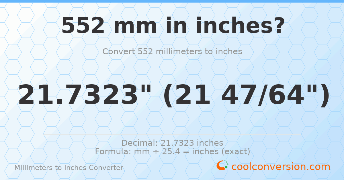 552 mm to inches — 21.7323"