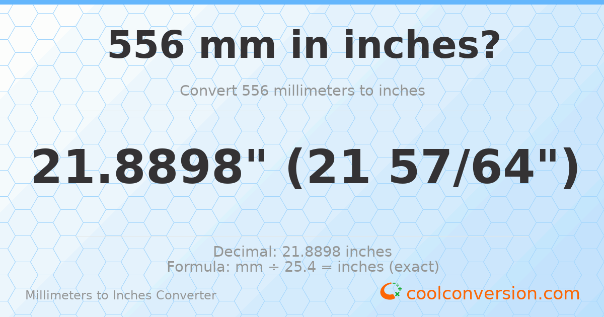 556 mm to inches — 21.8898"