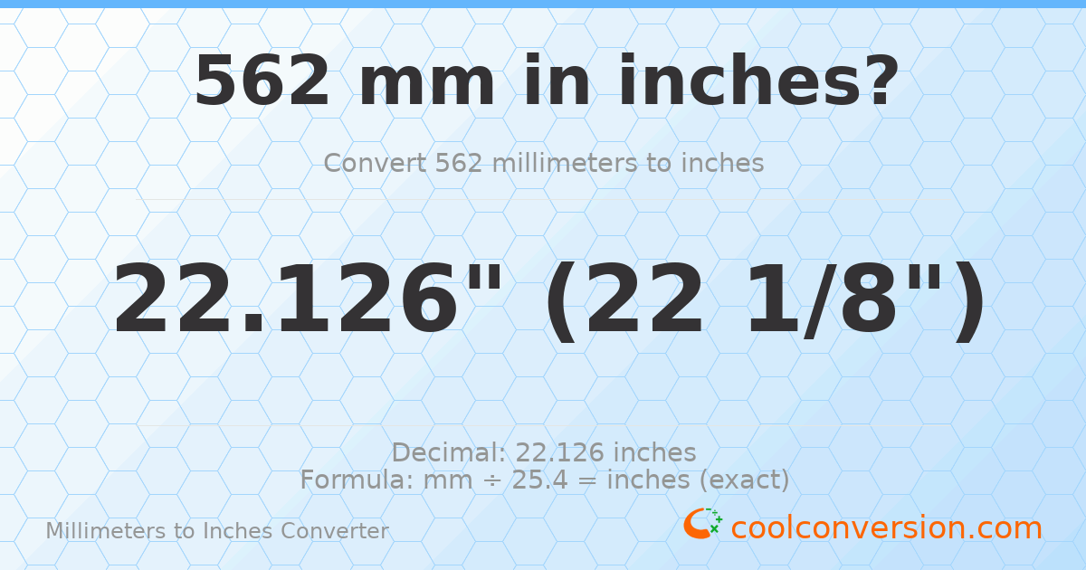 562 mm to inches — 22.126"