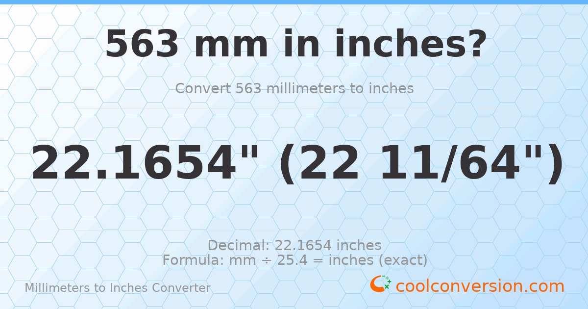 563 mm to inches — 22.1654"