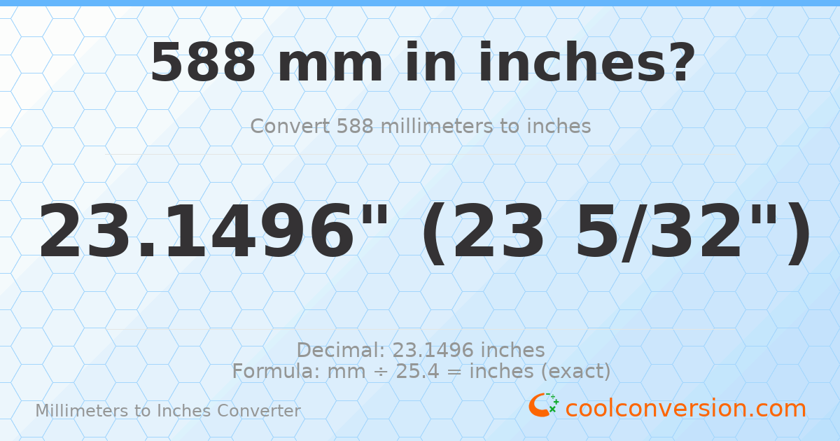 588 mm to inches — 23.1496"