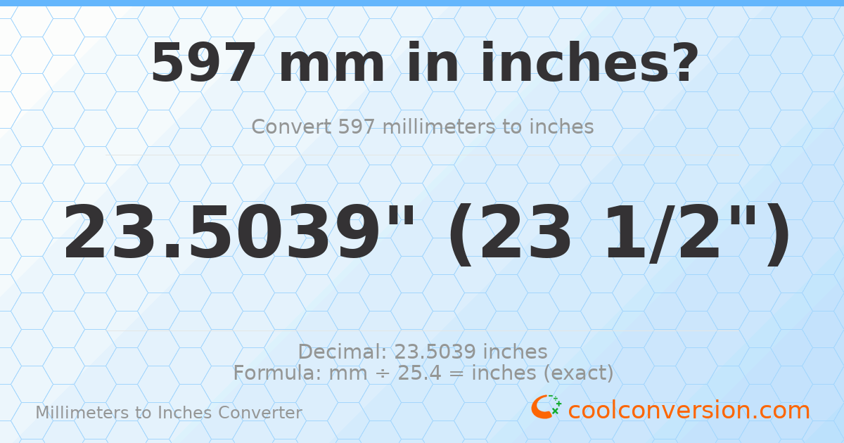597 mm to inches — 23.5039"