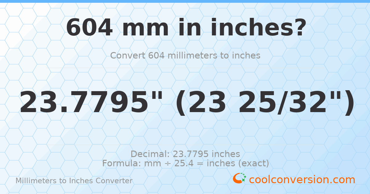 604 mm to inches — 23.7795"