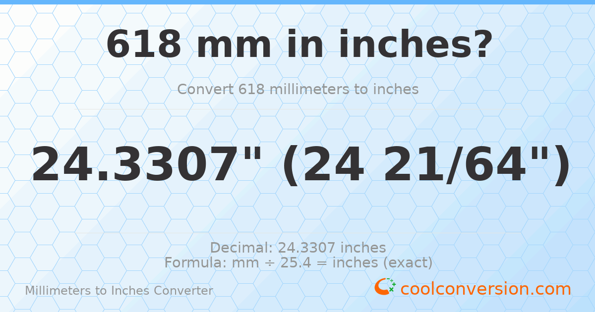 618 mm to inches — 24.3307"
