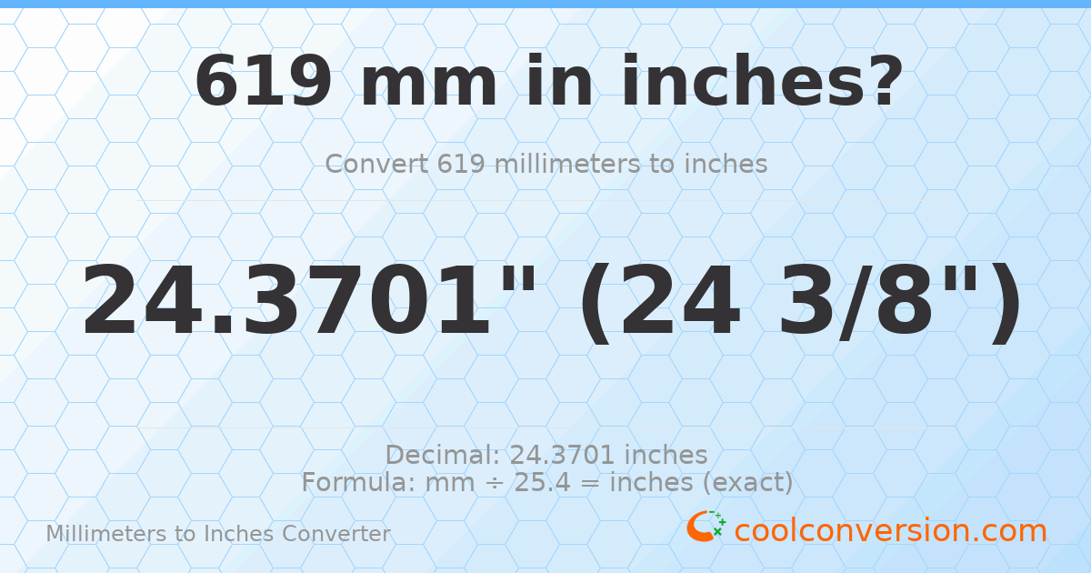 619 mm to inches — 24.3701"