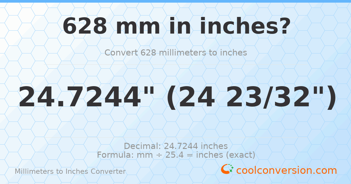 628 mm to inches — 24.7244"