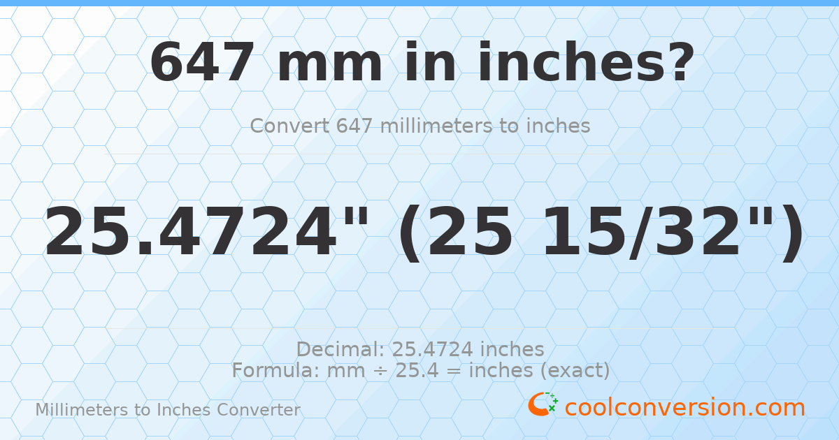 647 mm to inches — 25.4724"