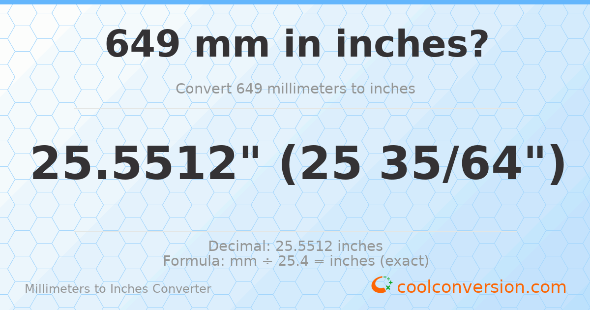 649 mm to inches — 25.5512"