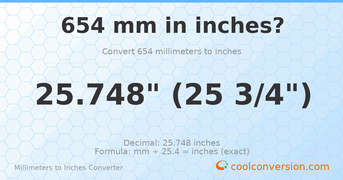 654 mm to inches — 25.748"