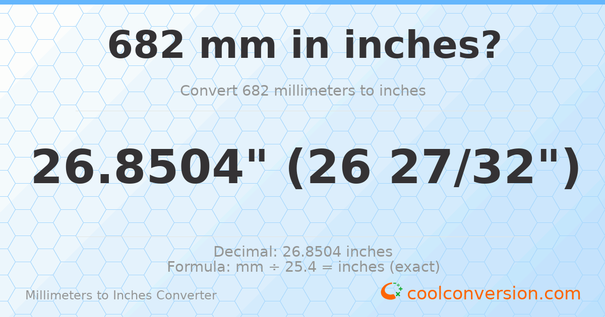 682 mm to inches — 26.8504"