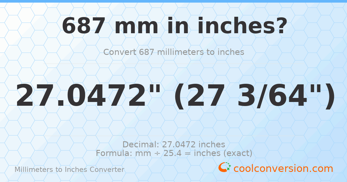 687 mm to inches — 27.0472"