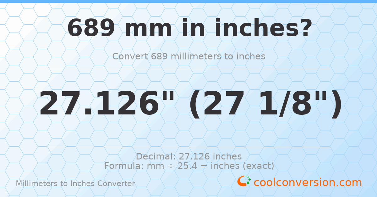 689 mm to inches — 27.126"