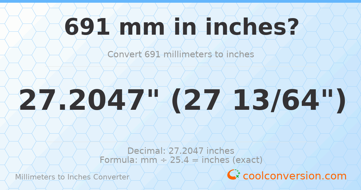 691 mm to inches — 27.2047"
