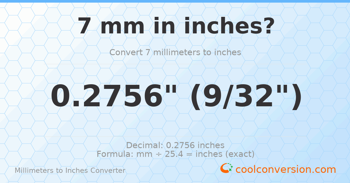 7 mm to inches — 0.2756"