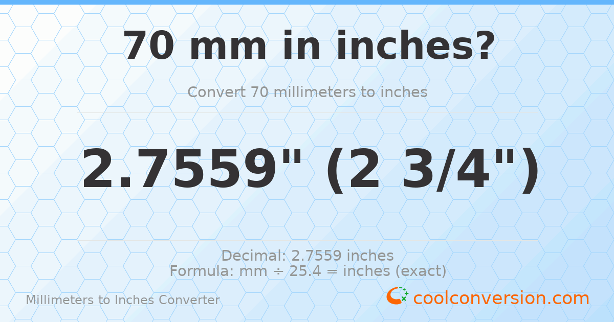 70 mm to inches — 2.7559"