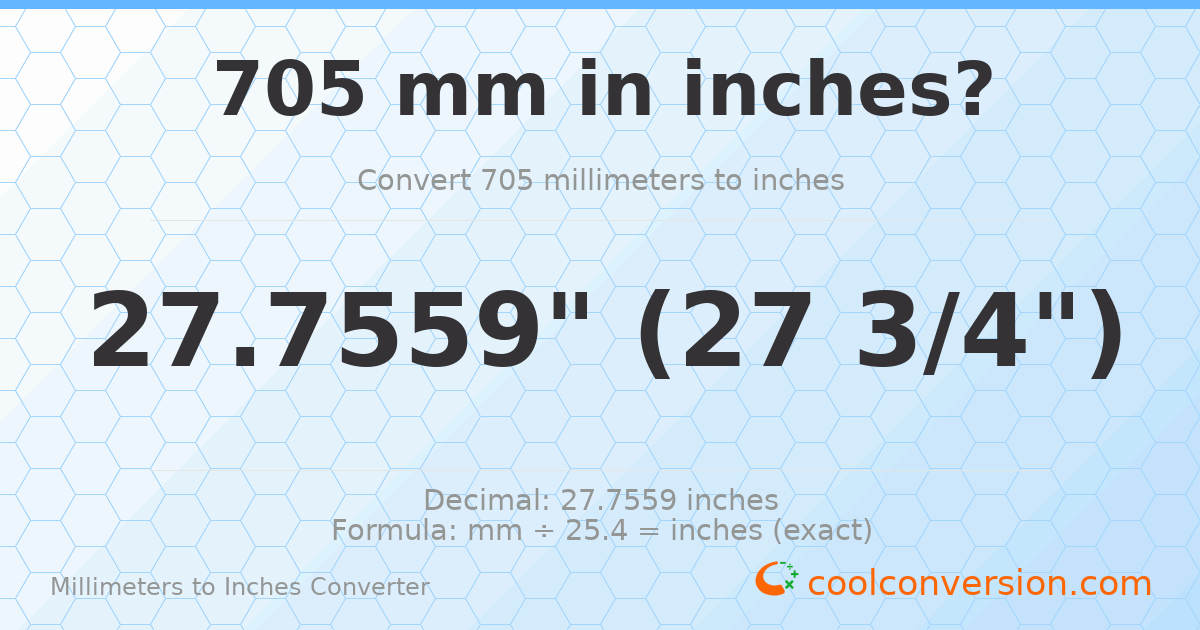 705 mm to inches — 27.7559"