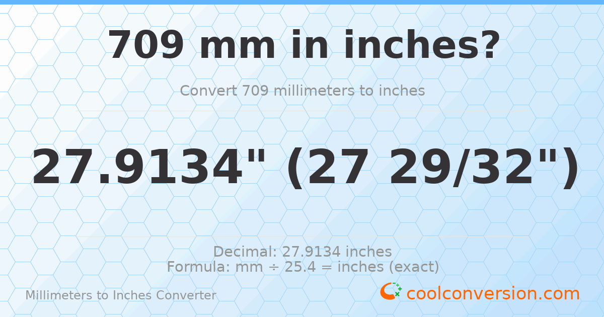 709 mm to inches — 27.9134"
