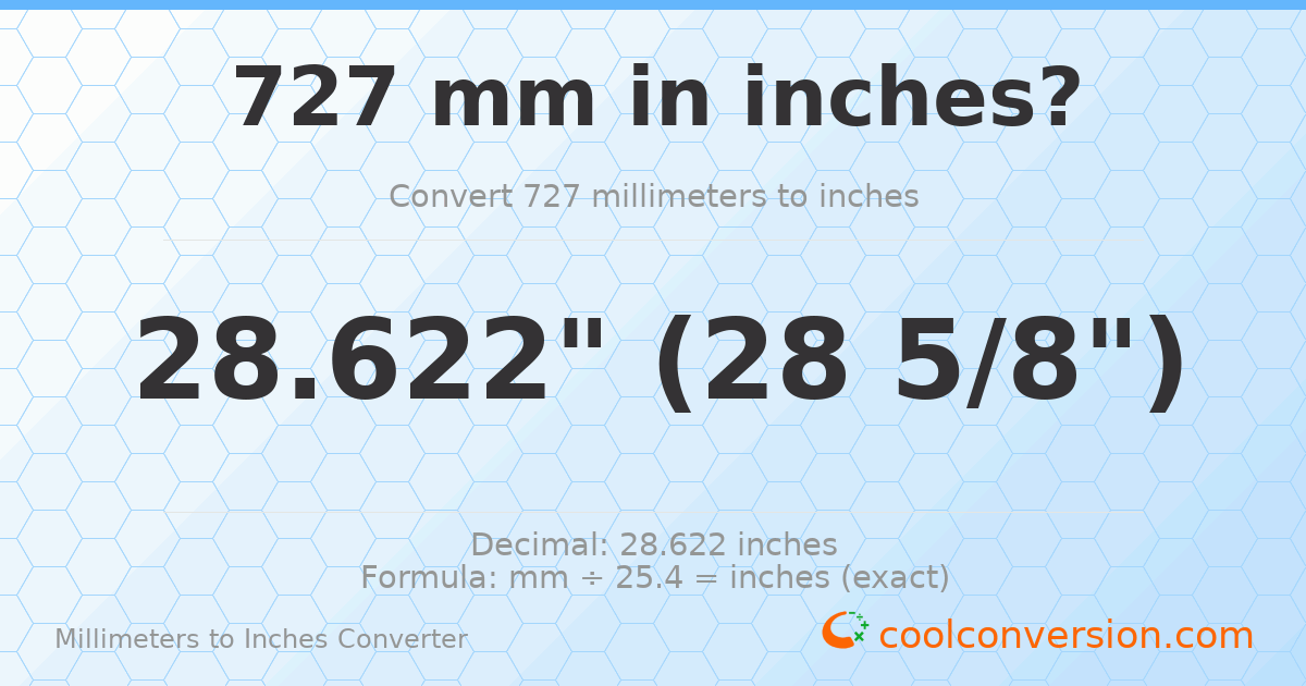 727 mm to inches — 28.622"