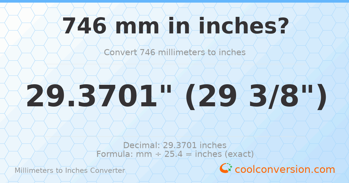 746 mm to inches — 29.3701"