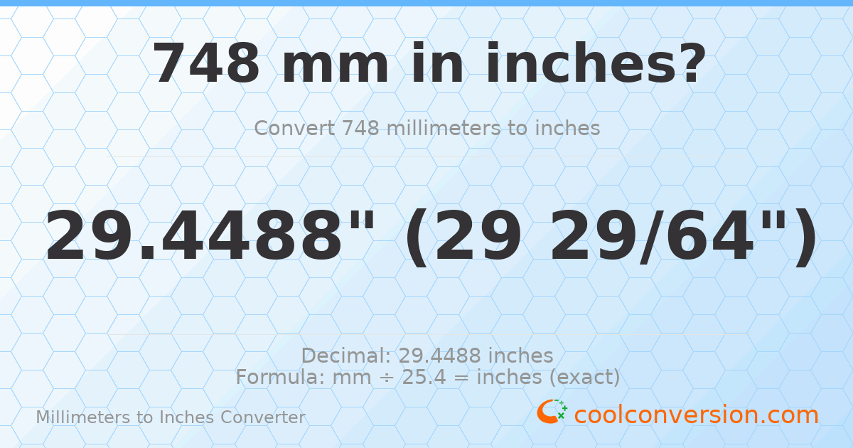 748 mm to inches — 29.4488"