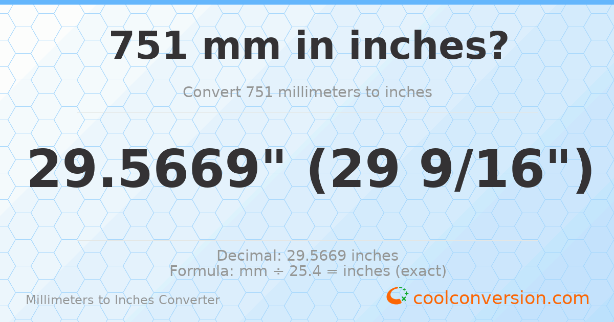 751 mm to inches — 29.5669"