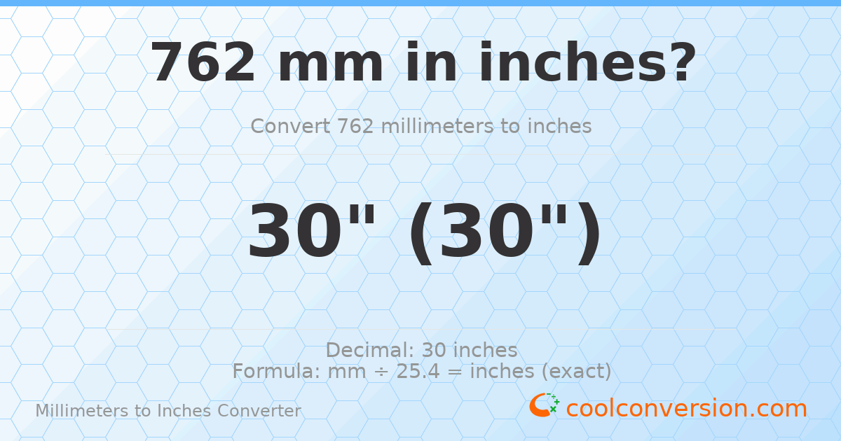 762 mm to inches — 30"