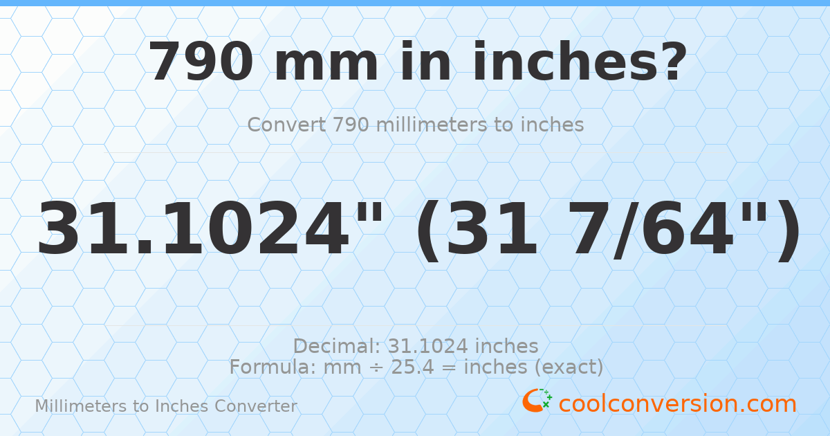 790 mm to inches — 31.1024"