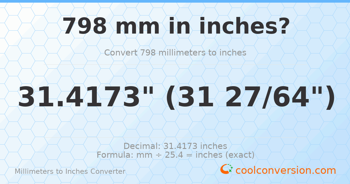 798 mm to inches — 31.4173"